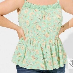 Torrid 00 Crinkle Gauze Crochet Tank